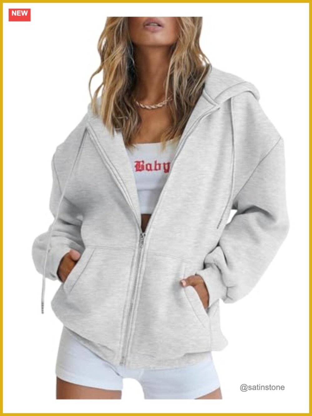 Women's Oversized Fleece Zip Up Hoodie with Pockets